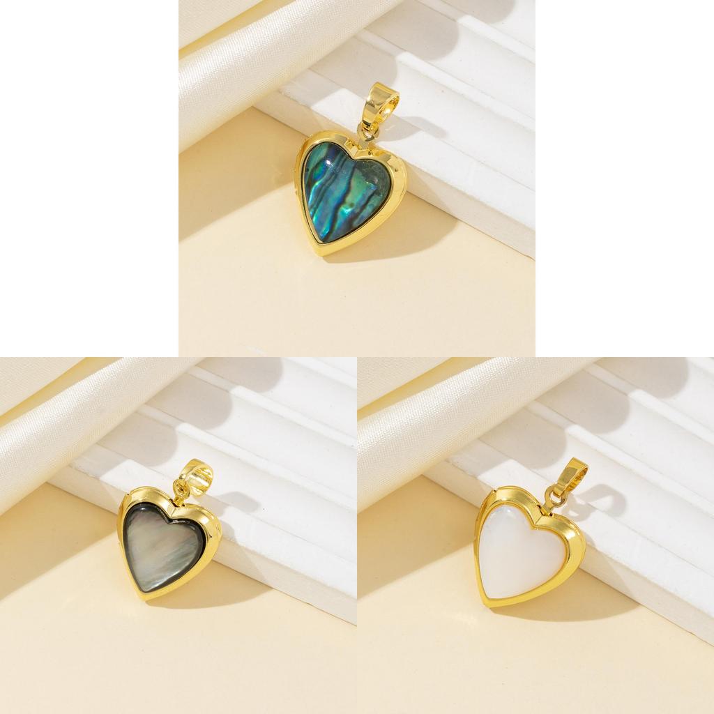 Shell Heart Pendant Jewelry Box With Vintage Brass For Crafting And Gift Making