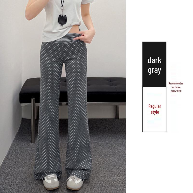 Women's Spring Polka Dot High-Waisted Micro-Flare Pants - Slimming and Versatile