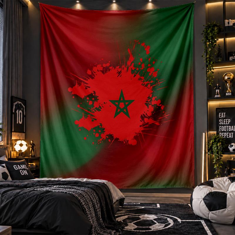 Wall Hanging Tapestry Morocco Football Print Cloth for Living Room Bedroom Home Decor