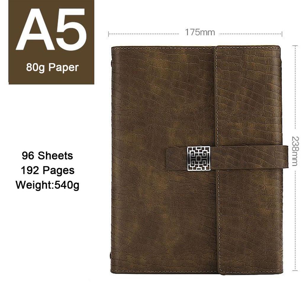 Leder A5 Schnalle Studenten-Fachnotizbuch, Business Loseblatt-Notizblock, Tagebuch, Arbeitsbesprechungs-Protokollbuch, Reisetagebuch, austauschbare Innenseiten