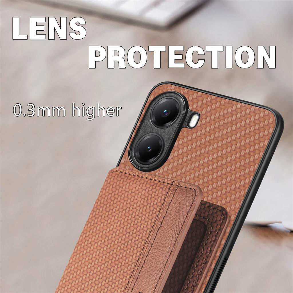 For Xiaomi Redmi Turbo 4 5G Case RFID Blocking Carbon Fiber Leather Phone Back Cover with Card Holder