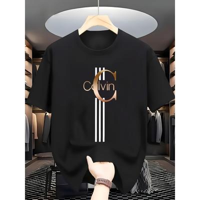 European Sizes Men's Lightweight Breathable Short Sleeve T-Shirt - Summer Casual Round Neck Tee with Subtle Print, Color (/), Machine Washable