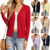 Women's Cardigans - Women's Long Sleeve Button Cropped Knit Cardigan, Elegant Tweed Style Short Sweater Coat, Daily Fashion Outerwear Women