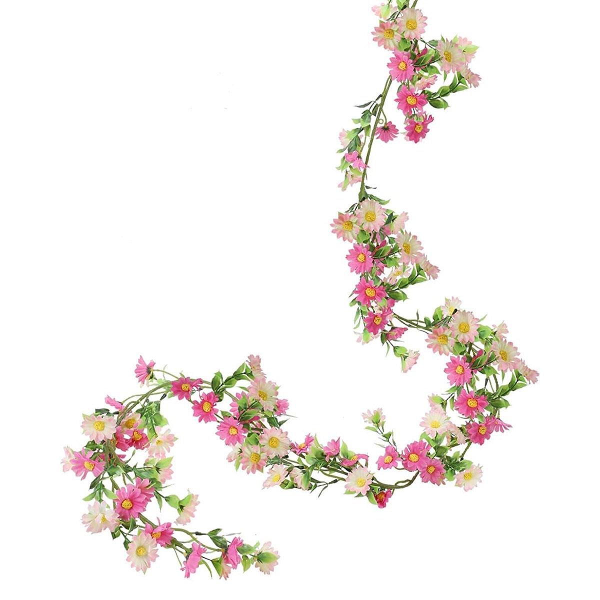 

Искусственная цветочная гирлянда из ромашек, искусственный цветок, свадебное украшение, подвесной декор для церемонии, украшение для дома и сада 210 см