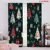 2pcs,2D Plane Printing Creative Curtains Christmas Trees Snowflakes Gifts_d (3) Polyester Woven (without Rod) Room Decor Ldeal