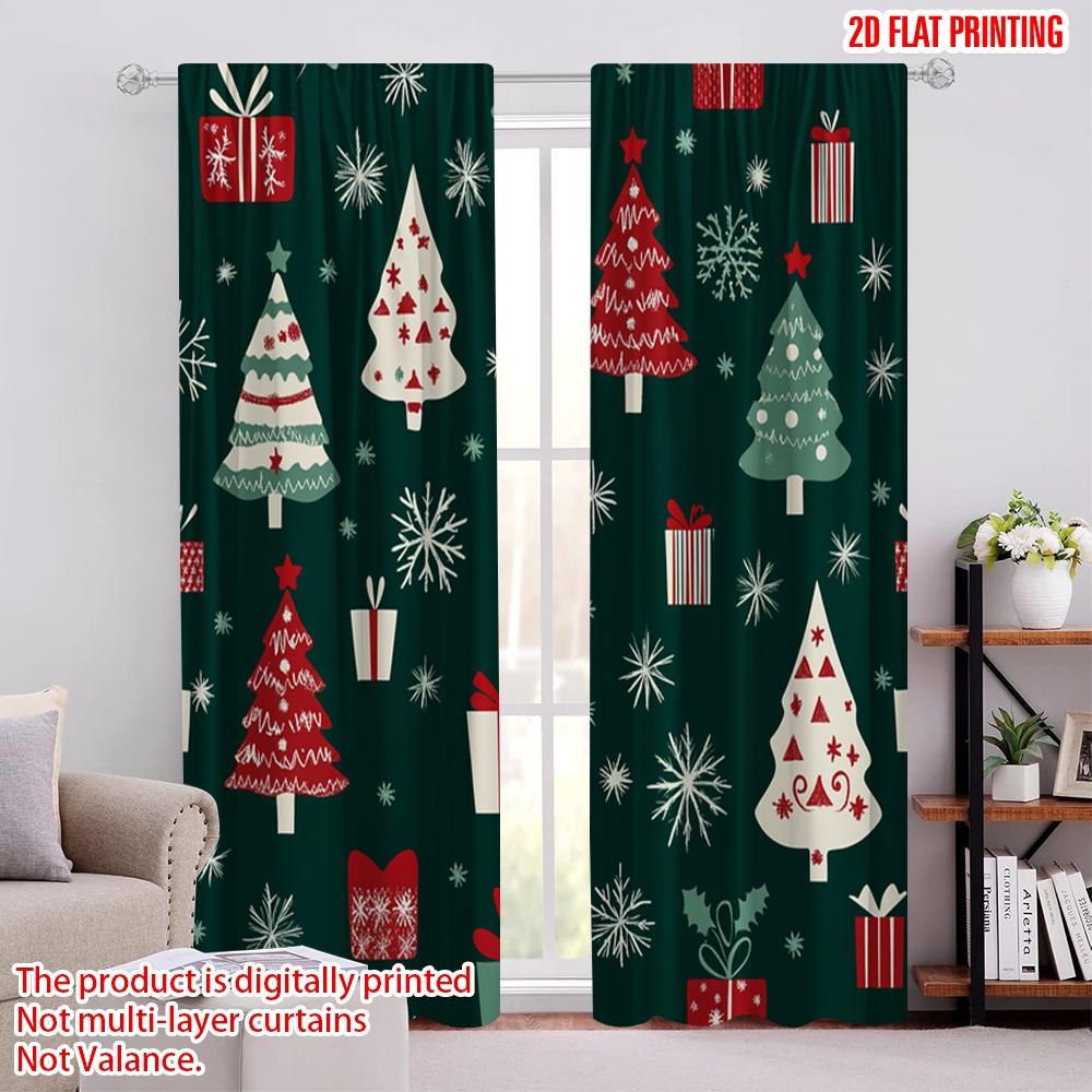 

2pcs,2D plane printing Creative Curtains Christmas Trees Snowflakes Gifts_d (3) Polyester Woven (without rod) Room Decor Ldeal 52.50 × 116.00 cm 2 pcs