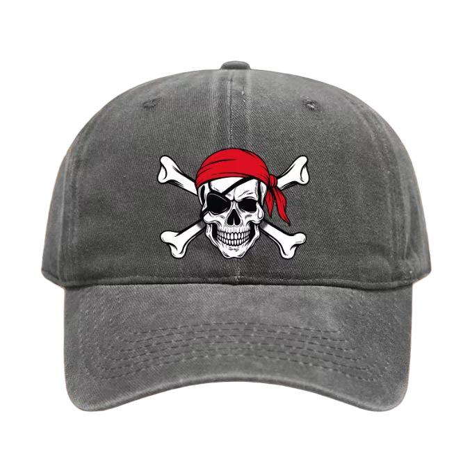 Vintage Washed Skull Embroidery Cotton Baseball Cap - European & American Halloween Edition