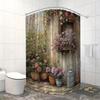 Rustic Garden Door Shower Curtain -Waterproof,Mildew-Resistant with Floral and Pot Design for a Cozy and Romantic Bathroom Decor
