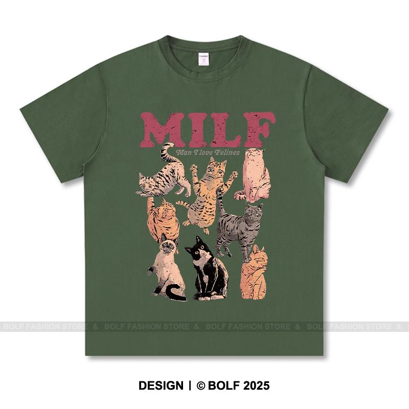 Dámské tričko s potiskem Milf Cat 100% bavlna Nadměrné Vtipná grafická trička pro muže Letní topy Humor Streetwear