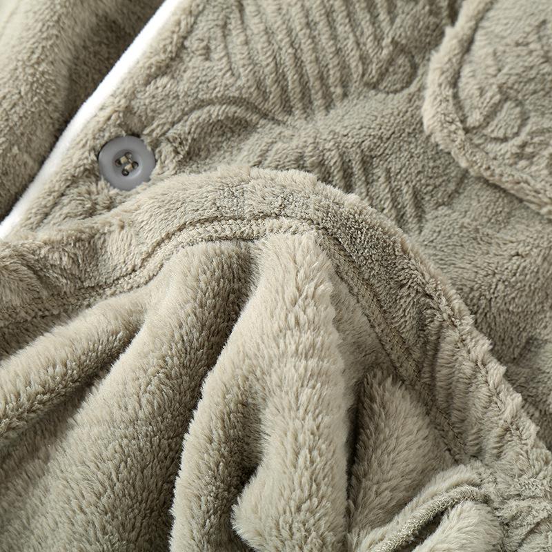Herbst/Winter Sea Island Samt Partner-Pyjamas: Damen Warm & Herren Verdicktes Korallenfleece Hauskleidung