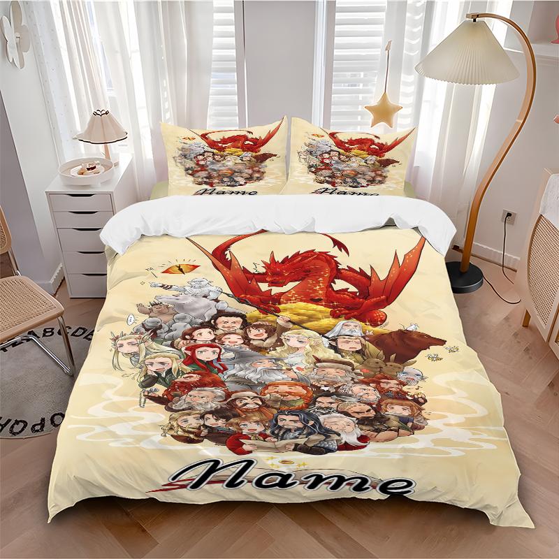 Custom Textile Golden Bedding 3 Piece Set HD Print Duvet Cover Pillowcases for Teens Adult Bedroom Decoration