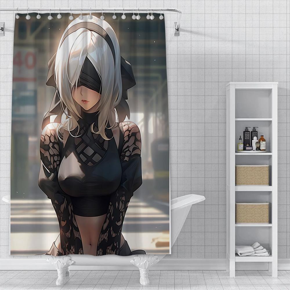 Shower Curtain Waterproof Polyester Fabric Paint Colorful Curtains Adventure game Nier Automatas Home Bathroom Decor With Hook