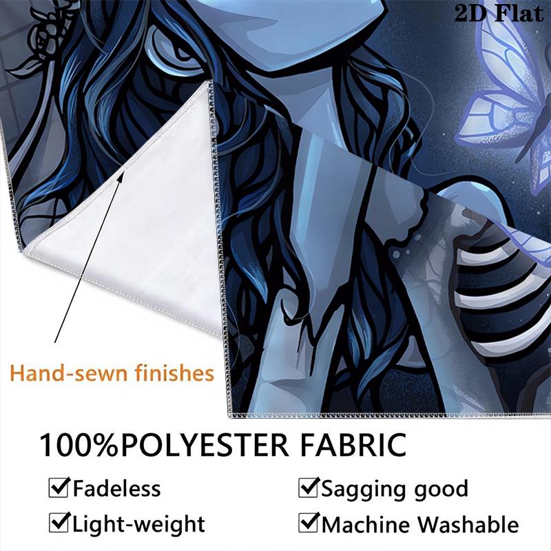 Corpse Bride anime Wall Tapestry Aesthetic Wall Hanging Printed Fabric Blanket Decorative Tapestries for Bedroom Living Room Home Decor