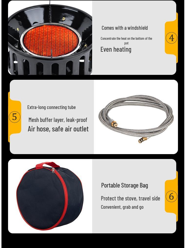 Windproof High-Power Infrared Portable Gas Stove for Outdoor Picnic