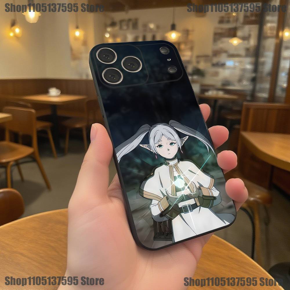 Frieren Sousou No Frieren Anime Phone Case For iPhone 17,16,15,14,13,12,11,Pro,XS,Max,XR,Plus,E,SE4,Mini Black Soft Cover