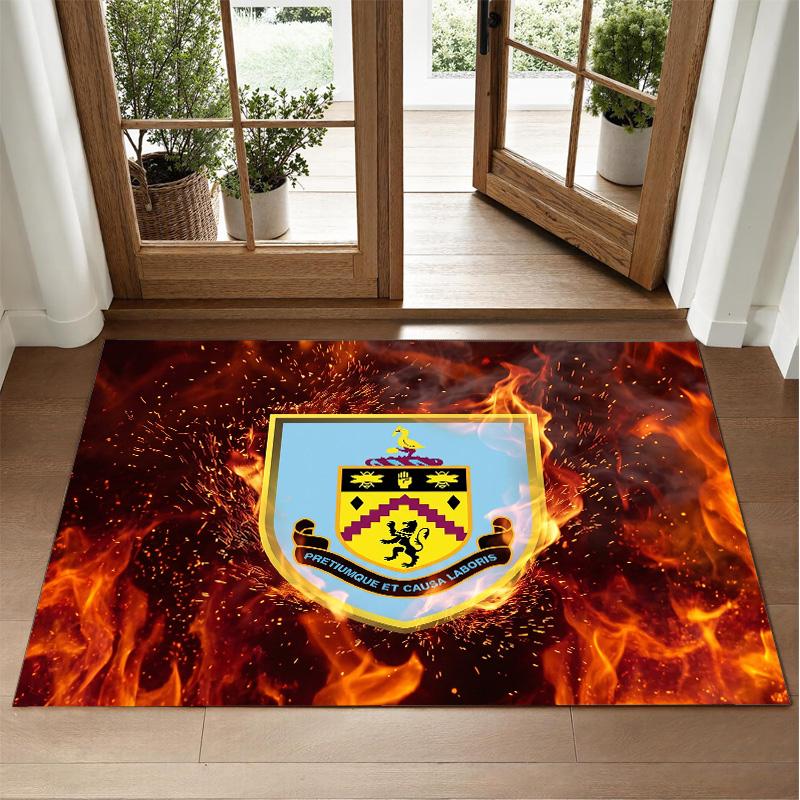 Burnley Football Design Crystal Velvet Rug Soft Decorative Mat for Bedroom Entrance