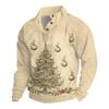 Men's Christmas Cotton Pullover Long Sleeve Outdoor Shirt Vintage Corduroy Button Stand Collar Shirt Casual Sweatshirt Christmas Print Top
