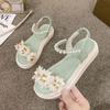 Flower Sandals Female Summer All-match Thick Bottom Korean System Slope with Flat Bottom Roman Shoes