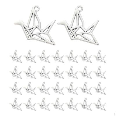 30 Pieces Origami Crane Charms Paper Charm Dangle Pendants for Jewelry Making DIY