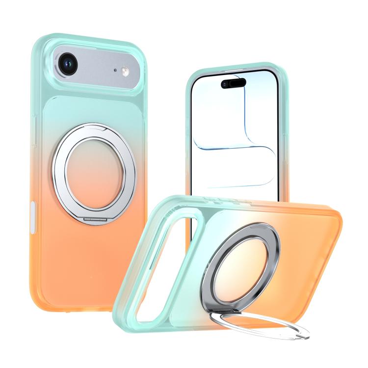 Phantom Skin Feel Gradient PC+TPU Phone Case With 360° Rotating Metal Holder, Magnetic Wireless Charging Shockproof Protective Cover