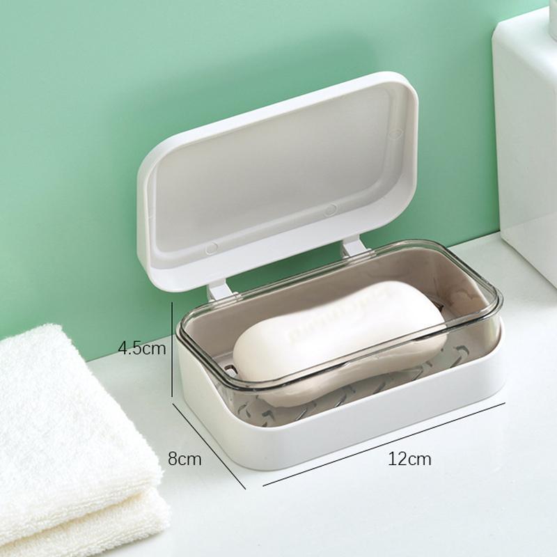 Plastic Bathroom Soap Box With Lids Travel Portable Plate Tray Dish Storage Holder Draining Rack  Home Soap Container