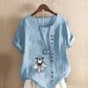 Women's Fashion Animals Prined Short Sleeve T-shirt Loose Cotton Shirt Casual Loose Summer Blouse Tops Plus Size