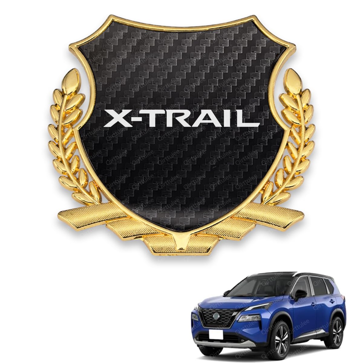 

Металлическая наклейка на автомобиль, Декоративная наклейка с логотипом автомобиля, Эмблема Fiber X-Trail, Эмблема, Наклейка X-Trail T32/31/33, (Узор под карбон, X-Trail)