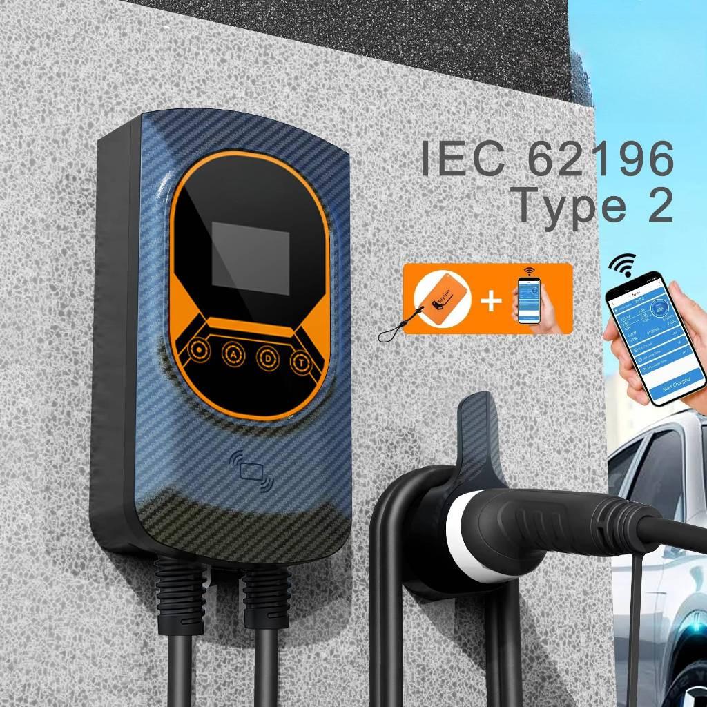32A Electric Vehicle Car Charger EVSE Wallbox Wallmount 7.6/11/22KW Type2 Cable IEC62196 APP Control EV Charging Station