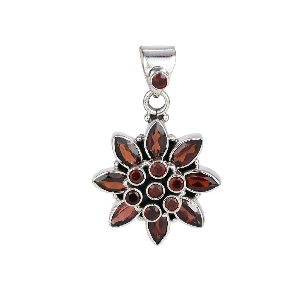 Natural Amethyst Flower Pendant for Women 925 Sterling Silver Pendant