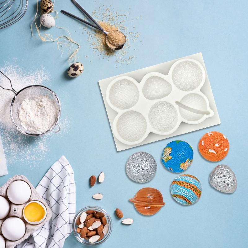 Schokoladenformen mit 6 Mulden, planetenförmige Backformen, Fondantformen, Silikon-Kuchenformen – das perfekte Geschenk für Backbegeisterte