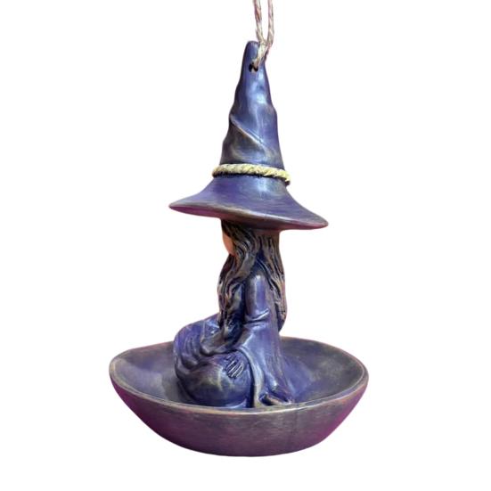 Meditating Witch Garden Bird Witch Wild Bird Feeder Purple Hat Seeds Tray