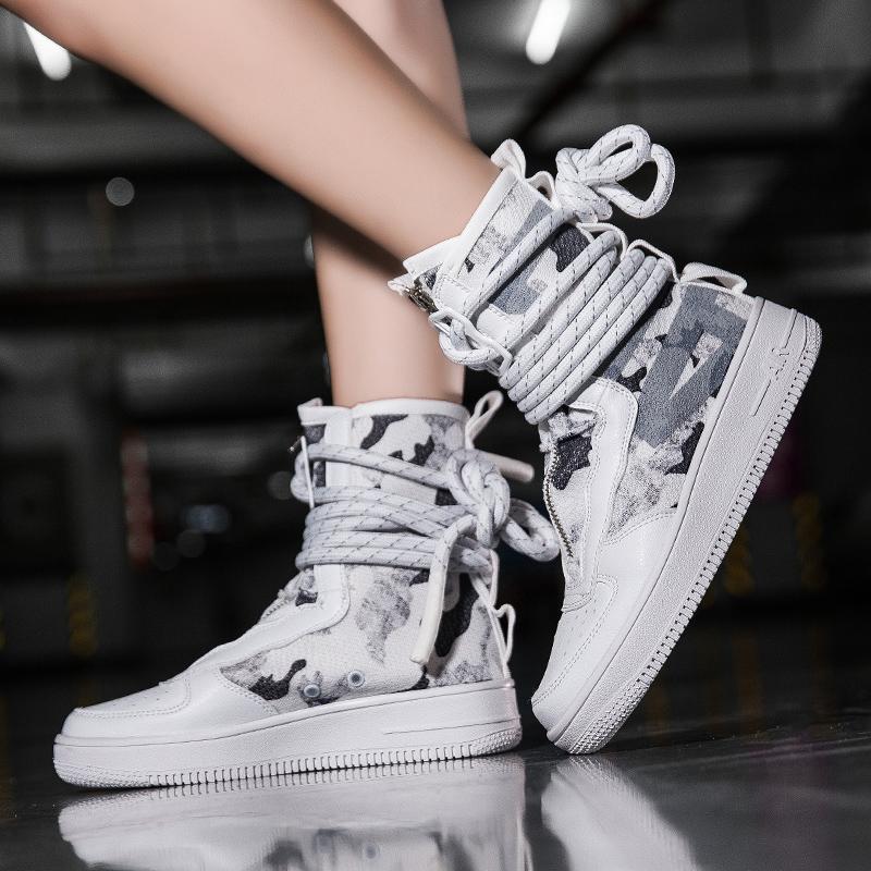 Mode Hochwertige Mode Turnschuhe Männer Paar Freizeitschuhe Straße Stiefel High Top Sneakers Cross Strap Trainer Erwachsene Schuhe Größe 46