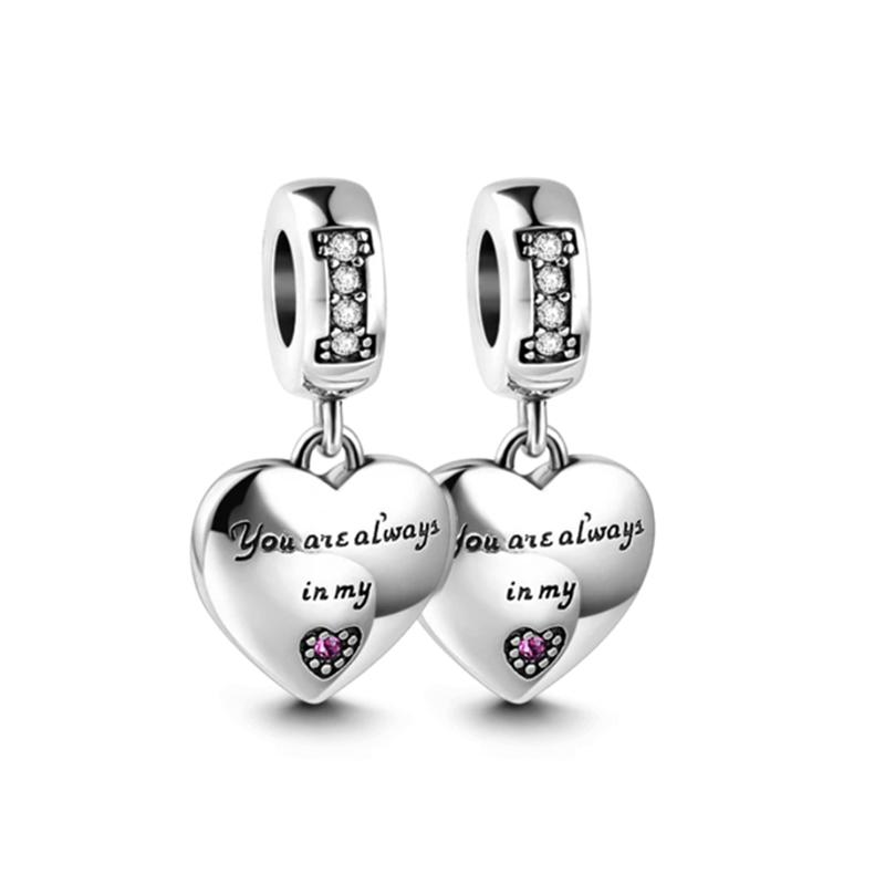 925 Silber Flügel Brillen Bienen Rosa Herzen Anhänger Perlen Schmuckherstellung Damen Geschenk Anhänger Armband Halskette
