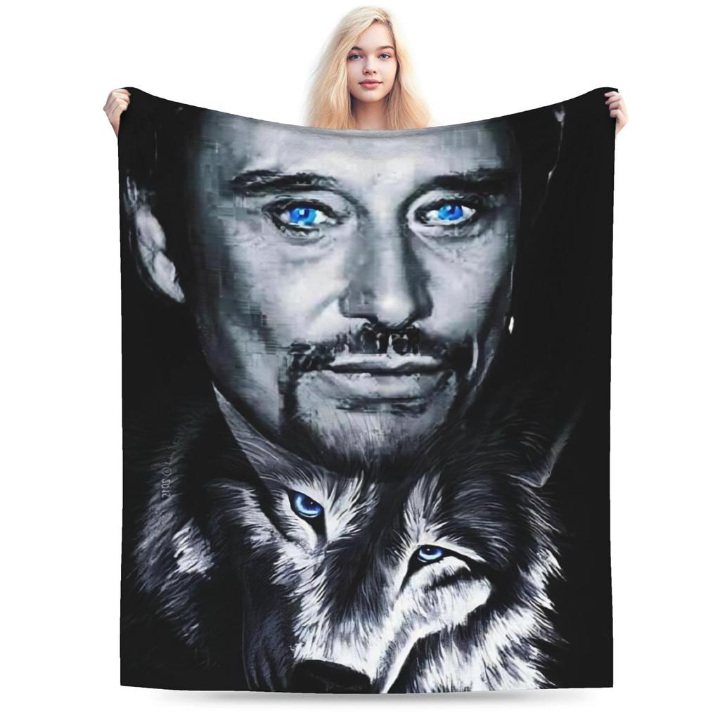 Johnny Hallyday Plüschdecke Mädchen Jungen Flanell Überwurfdecke Für Draußen Warm Weich DIY Qualität Tagesdecke