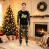 Family Matching Christmas Print Pajama Set Long Sleeve Neck Top and Pants for Kids and Adults