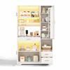 Kitchen Cabinet In Barn Style, Storage and Display Cabinet with Adjustable Shelves, Drawer, Color-Changing LED and Sockets, 185 × 105 × 40 Cm.
