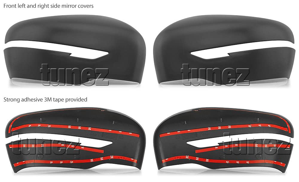 Tunez Matte Black Rear Side Mirror Cover Guard Protector with Turn Signal Indicator for Navara NP300 D23 STX Year 2015 2016 2017 2018 2019
