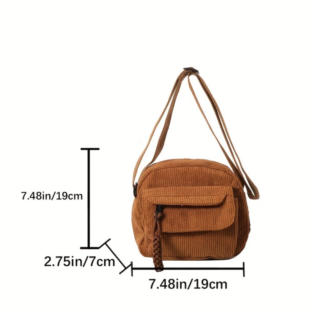 Simple Corduroy Crossbody Bag Fashionable Solid Color Casual Cloth Bags Vintage Casual Adjustable Unisex Shoulder Crossbody Bag