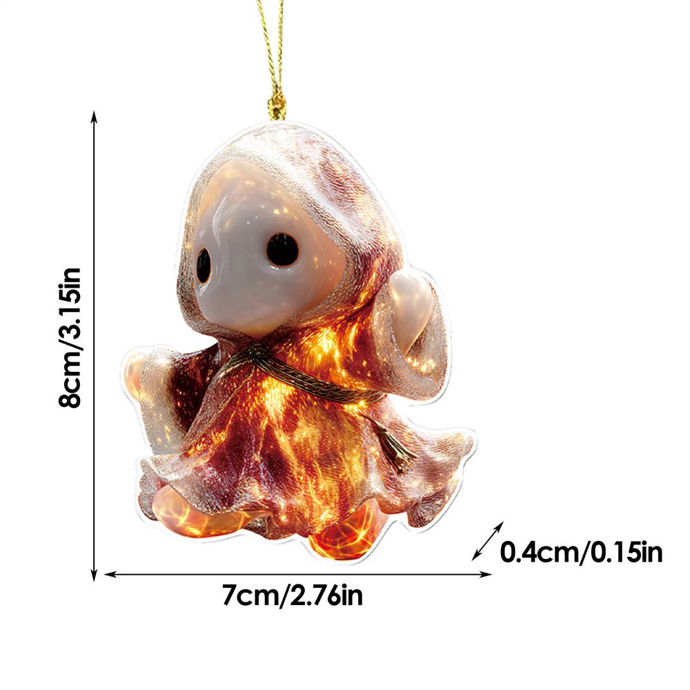 Halloween New Funny White Ghost 2D Flat Acrylic Backpack Pendant Halloween Ghost Acrylic Decoration for Offices House
