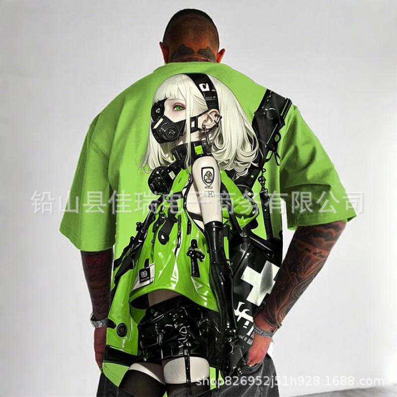Mens Loose Fit Short Sleeve T-Shirt With 3D Digital Print Breathable Cotton Blend Sports Casual Wear
