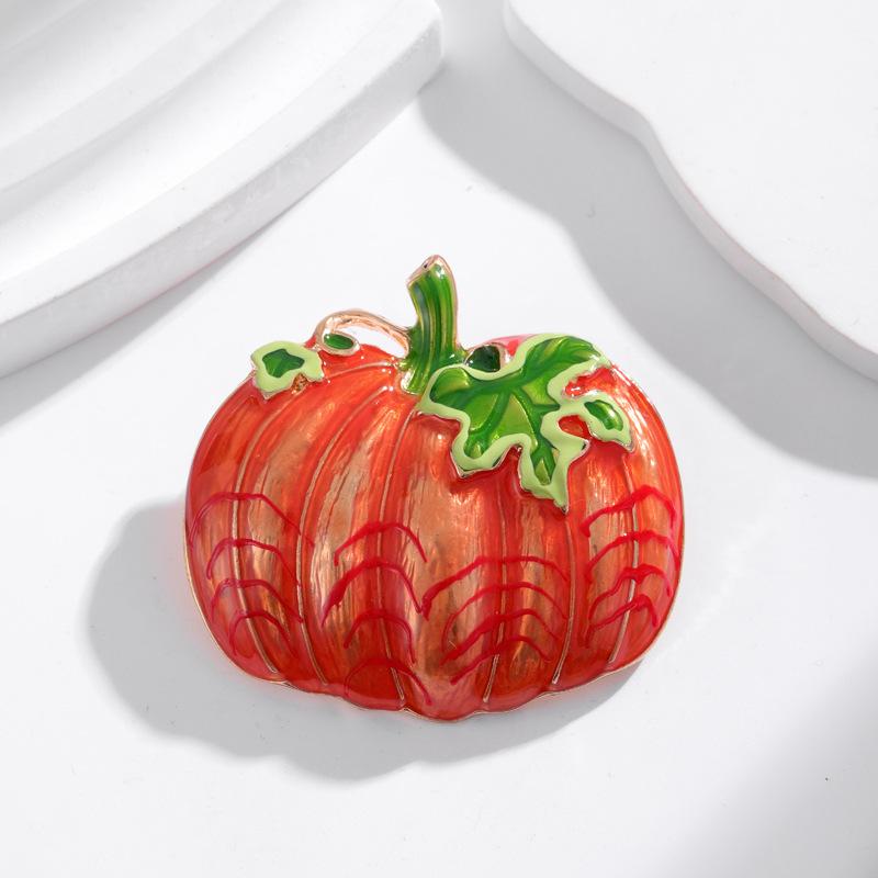 Modische und übertriebene Kürbisbrosche mit Öltropfenmalerei, Retro-Halloween-Gemüsekürbis-Brustblume, Bekleidungsaccessoires, Kragennadel