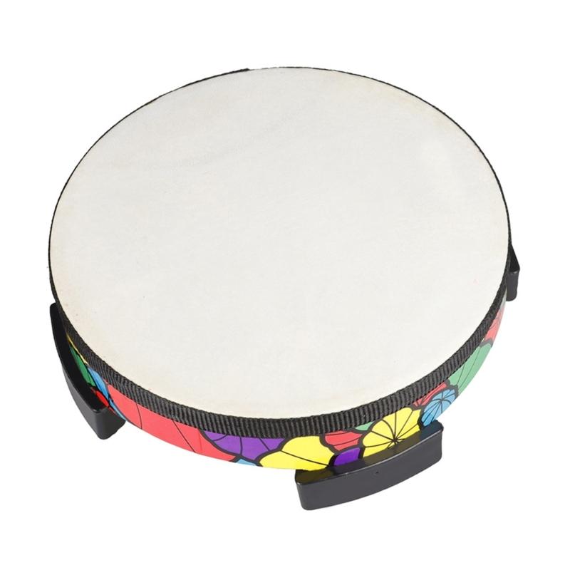 Ground Drum Sheepskin Applique Tambourine Kids Hand Drum Musical Sound Tool Percussion Instrument for School Bands