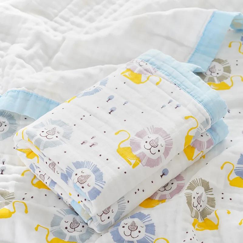 Cartoon Baby Blankets Summer Newborn 6 Layers Thicken Soft Cotton Muslin Swaddle Wrap Stuff Infant Boys Girls Blanket 110*110CM