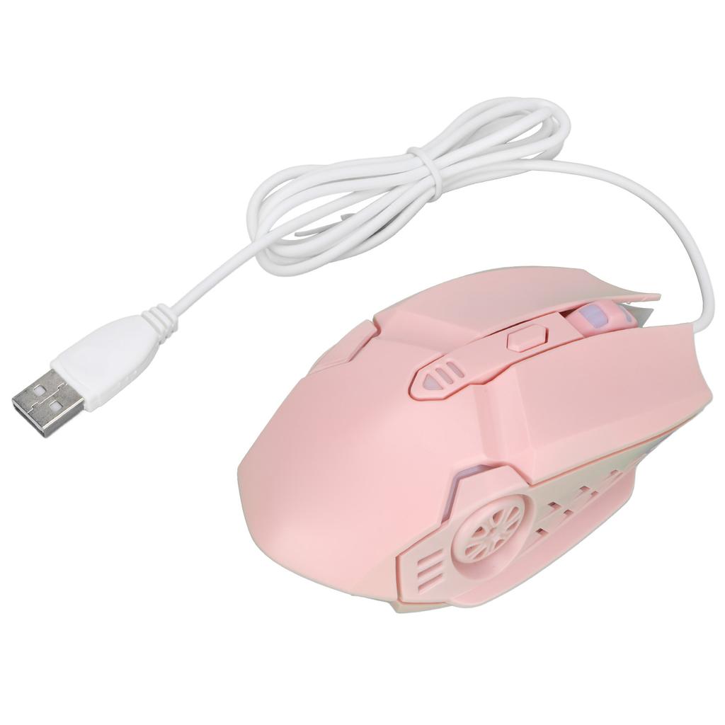 USB Mouse 4 Cool RGB Lighting DPI Adjustable Ergonomic Computer Supplies for PC Laptop6D Pink