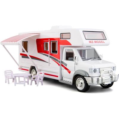 1/28 Scale DIY Luxury Motorhome DIE-CAST Car Model, Zinc Alloy Die-Cast Pull Back Vehicles Kid Toys for Boy Girl Gift