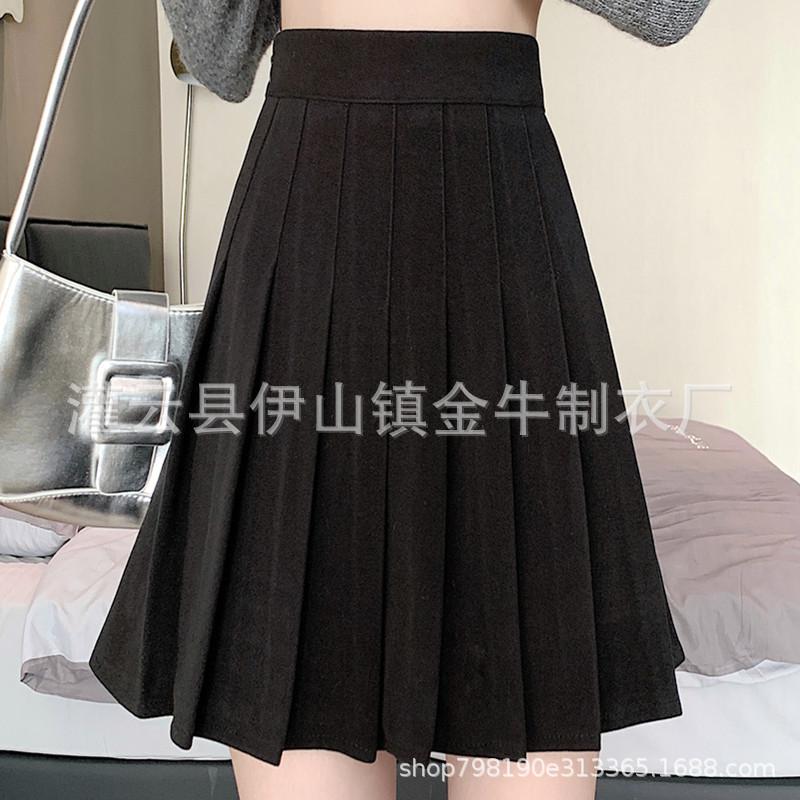 Women's High Waist Pleated Skirt A Line Slim Solid Color Preppy Mini Skirt Casual Skirt