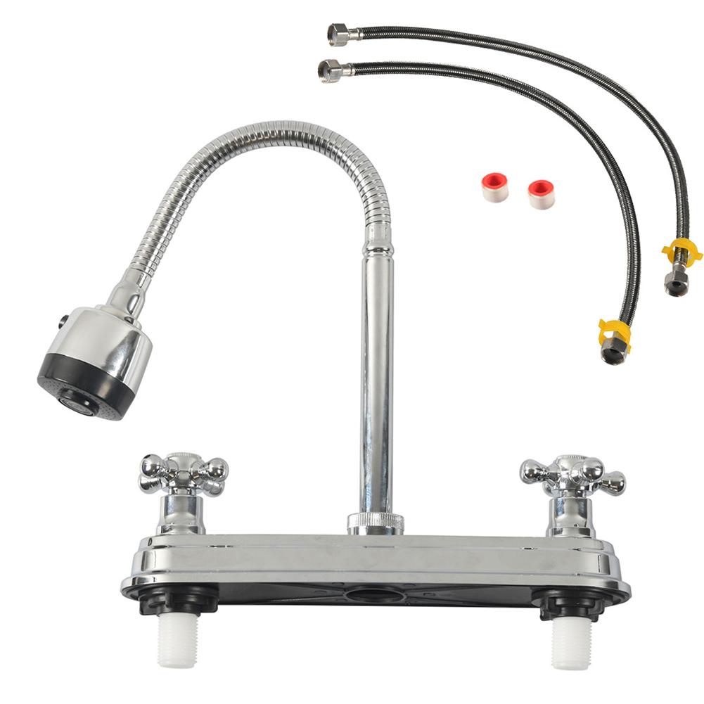 RV Kitchen Sink Faucet Replacement with Flexible Arc 360 Degree Rotatable Sprayer for Camper RV Motorhome Travel Trailer