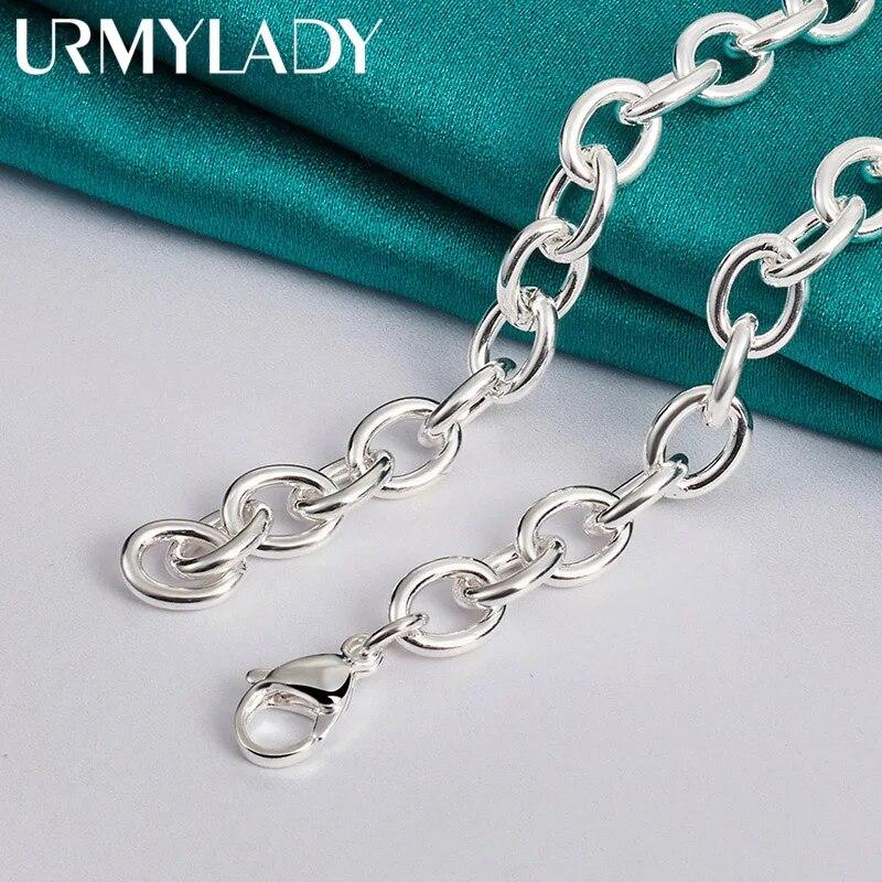 URMYLADY 925 Prata Esterlina Coração Duplo 18 Polegadas Pingente Colar Para Mulheres Casamento Noivado Moda Jóias