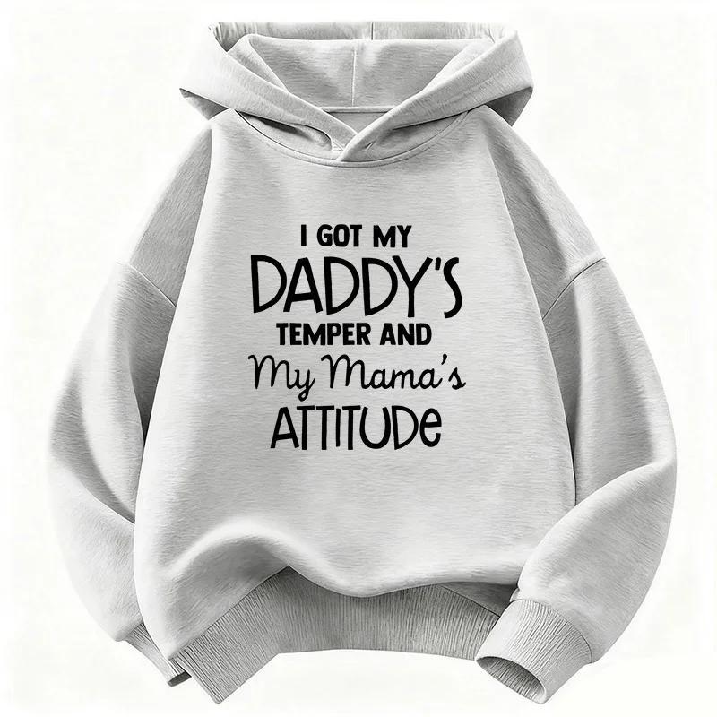 Fashion Love with Daddy and Mama Letter Printed Children's Hoodie Sweatshirt Cute Hoody for Boys Girls Autumn Casual Hoodies