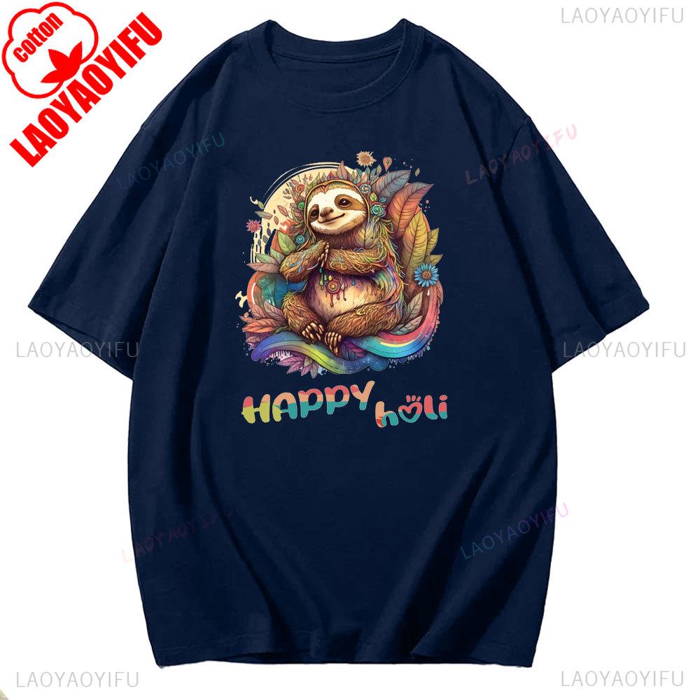 Holi Celebration Graphic TShirt Spring 2025 Streetwear Short Sleeve Unisex Fashion for Youth Adults Hindu Festival of Colors